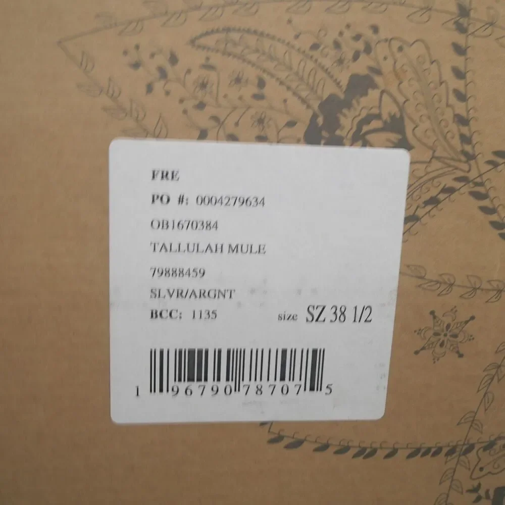 NEW Free People Women's 8.5 Tallulah Mules Shoes Western Wedge Platino Silver